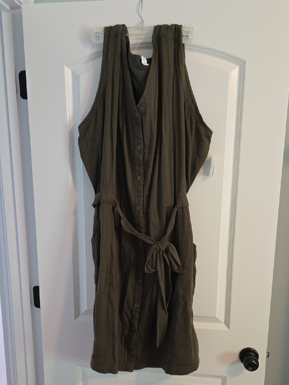 Old Navy Olive Green Sleeveless Tie-Waist Dress Size 4X